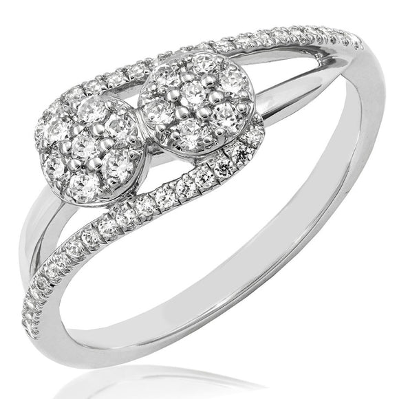 Diamond Cluster Two-Stone Bypass Ring