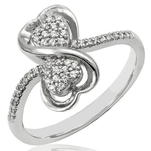 Double Heart Pavé Diamond Ring