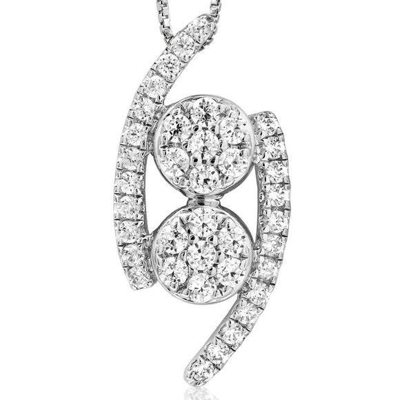 Diamond Cluster Two-Stone Bypass Pendant