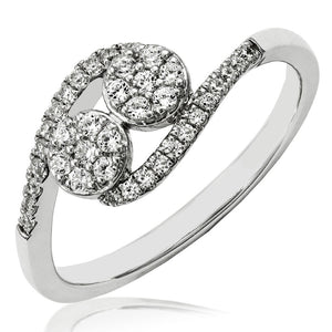 Diamond Two-Stone Cluster Bypass Ring