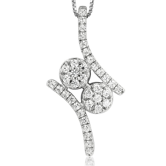 Diamond Cluster Two-Stone Bypass Pendant