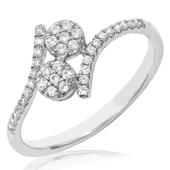 Diamond Two-Stone Cluster Bypass Ring