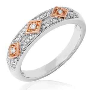 Vintage Diamond Band Ring with Rose Gold Accent