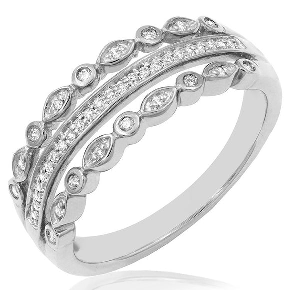 Three Tier Diamond Ring with Bezel Set Details