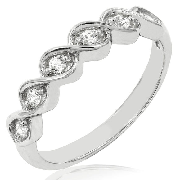 Bead Set Diamond Twist Ring