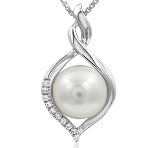 Pearl Infinity Pendant with Diamond Accent