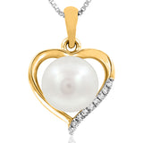 Heart Pearl Pendant with Diamond Accent