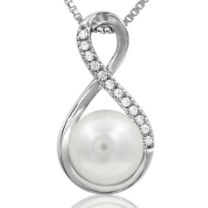 Pearl Infinity Pendant with Diamond Accent
