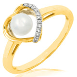 Heart Pearl Ring with Diamond Accent