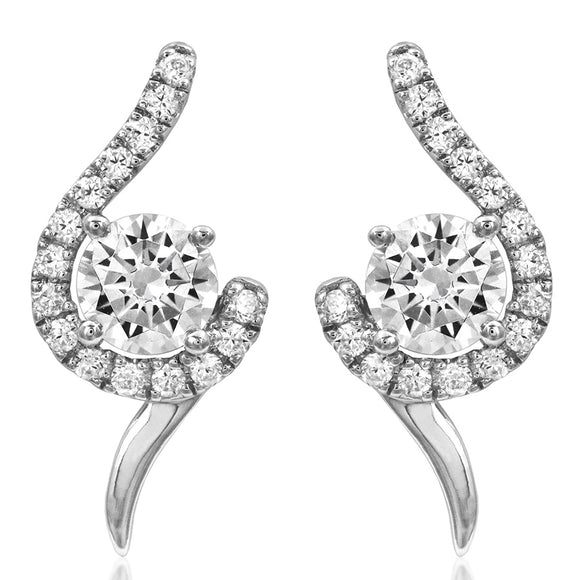 Modern Styled Diamond Semi-Mount Earrings