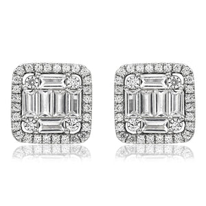 Cushion Diamond Halo Composite Stud Earrings