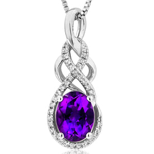 Interwoven Infinity Amethyst Pendant with Diamond Accent