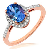 Oval Gemstone Halo Ring with Diamond Frame