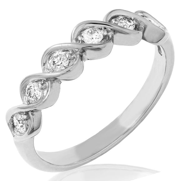 Bead Set Diamond Twist Ring