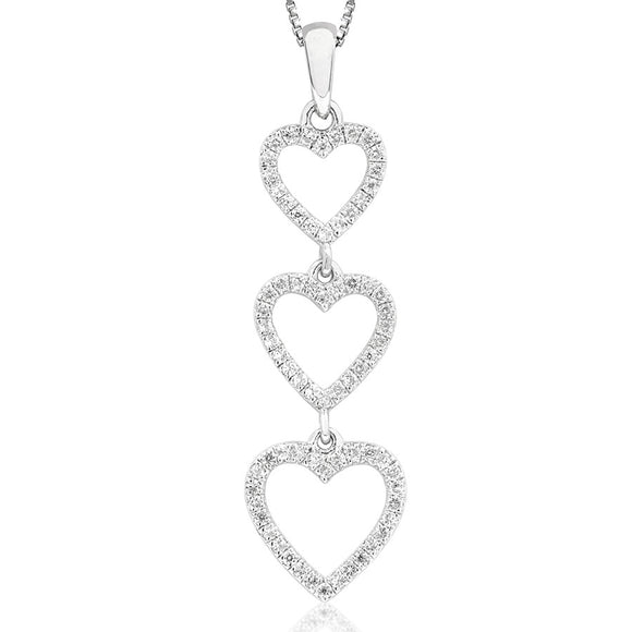 Triple Heart Drop Diamond Pendant