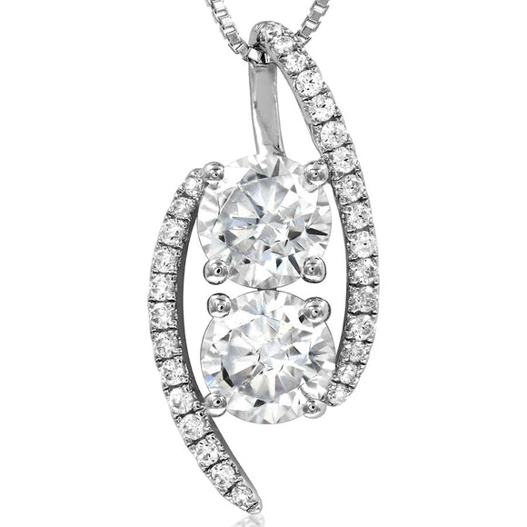 Diamond Two-Stone Semi-Mount Bypass Pendant