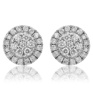 Diamond Cluster Halo Stud Earrings