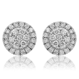 Diamond Cluster Halo Stud Earrings