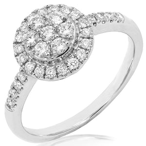 Diamond Cluster Halo Ring with Scallop Set Band