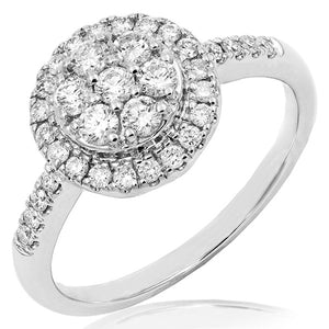 Diamond Cluster Halo Ring with Scallop Set Band
