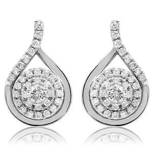 Diamond Cluster Teardrop Stud Earrings
