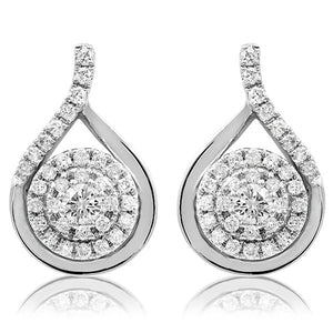 Diamond Cluster Teardrop Stud Earrings