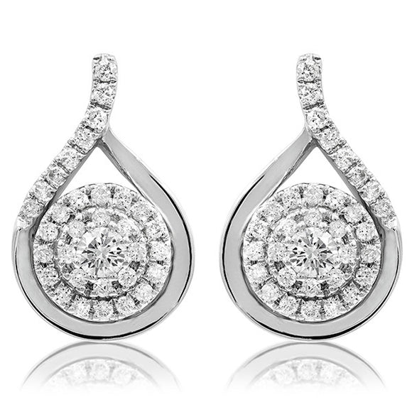 Diamond Cluster Teardrop Stud Earrings