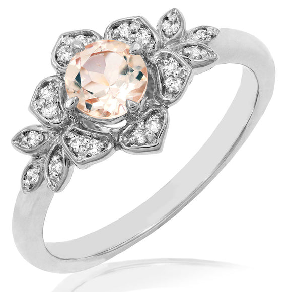 Floral Gemstone Ring with Diamond Accent