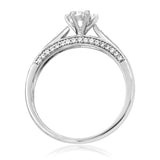 Six-Claw Semi-Mount Diamond Engagement Ring with Side Stones