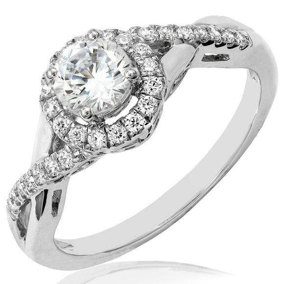 Diamond Halo Semi-Mount Twist Engagement Ring