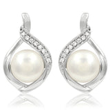Pearl Stud Earrings with Diamond Accent