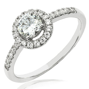 Diamond Halo Semi-Mount Ring with Scallop Set Band