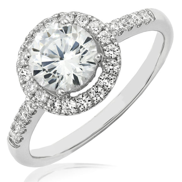 Diamond Halo Semi-Mount Engagement Ring with Scallop Set Band