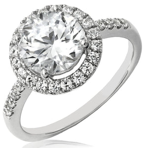 Diamond Halo Semi-Mount Engagement Ring with Scallop Set Band