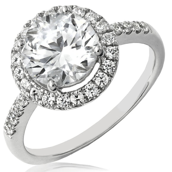 Diamond Halo Semi-Mount Engagement Ring with Scallop Set Band