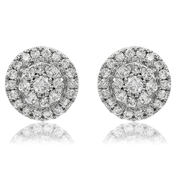 Diamond Cluster Halo Stud Earrings