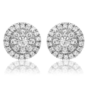 Diamond Cluster Halo Semi-Mount Stud Earrings