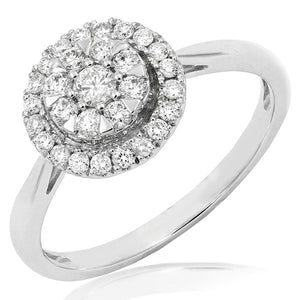 Diamond Cluster Halo Semi-Mount Engagement Ring