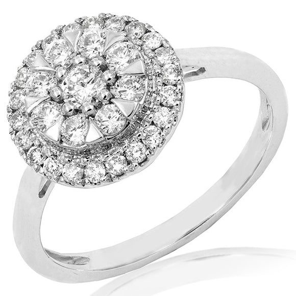 Diamond Cluster Halo Semi-Mount Engagement Ring