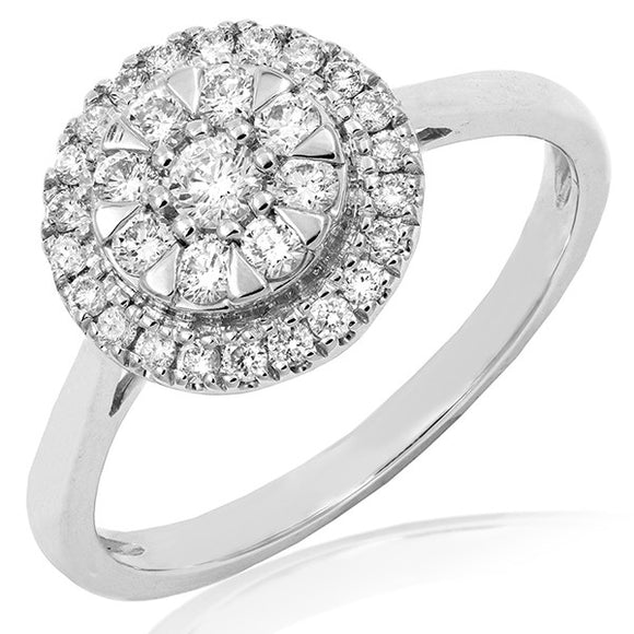 Diamond Cluster Halo Semi-Mount Engagement Ring