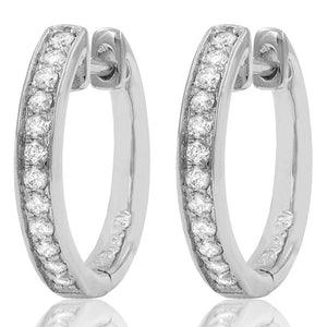 Bead Set Diamond Huggie Earrings