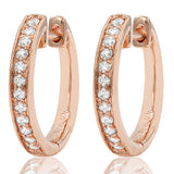 Bead Set Diamond Huggie Earrings