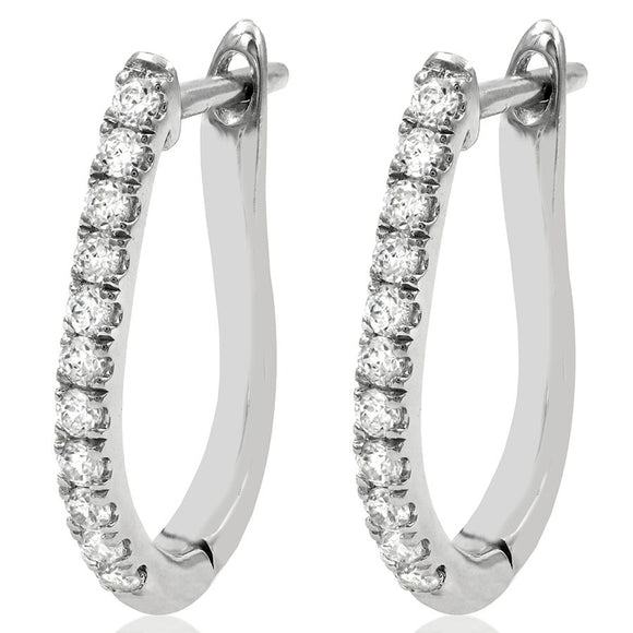 Scallop Set Diamonds Huggie Earrings