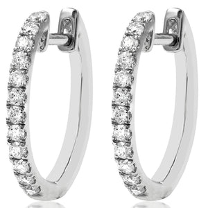 Scallop Set Diamond Huggie Earrings