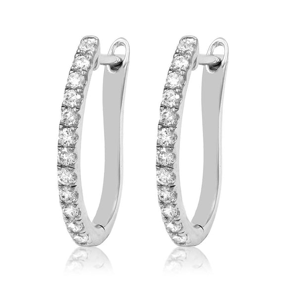 Scallop Set Diamond Huggie Earrings