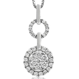 Diamond Cluster Halo Drop Pendant