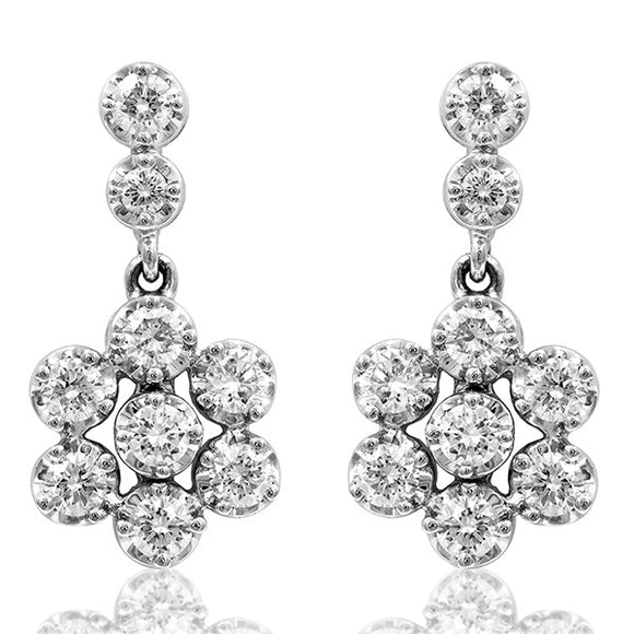 Floral Diamond Illusion Drop Earrings