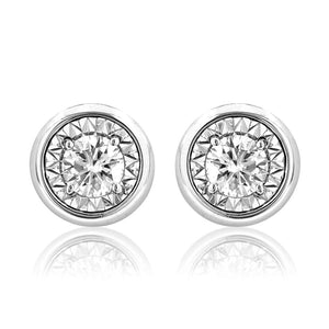 Diamond Illusion Bezel Stud Earrings
