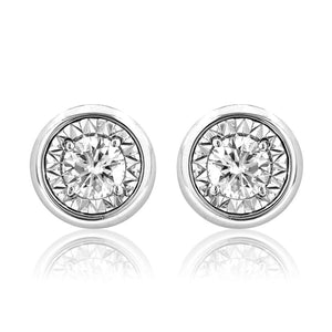 Diamond Illusion Bezel Stud Earrings