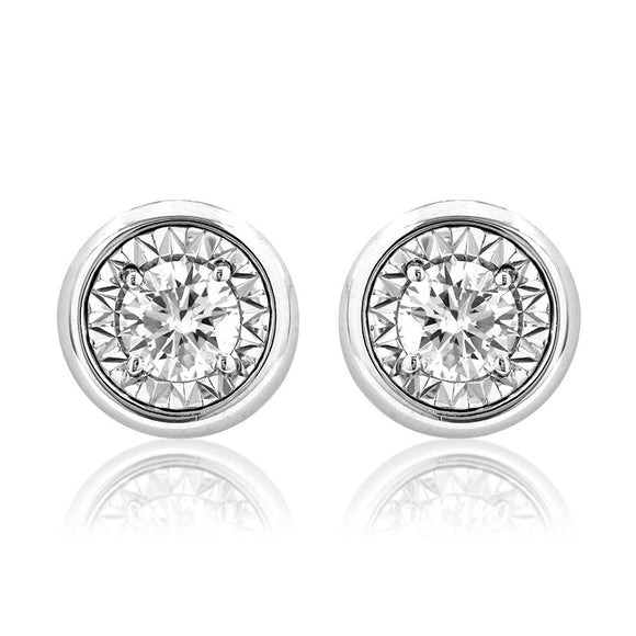 Diamond Illusion Bezel Stud Earrings